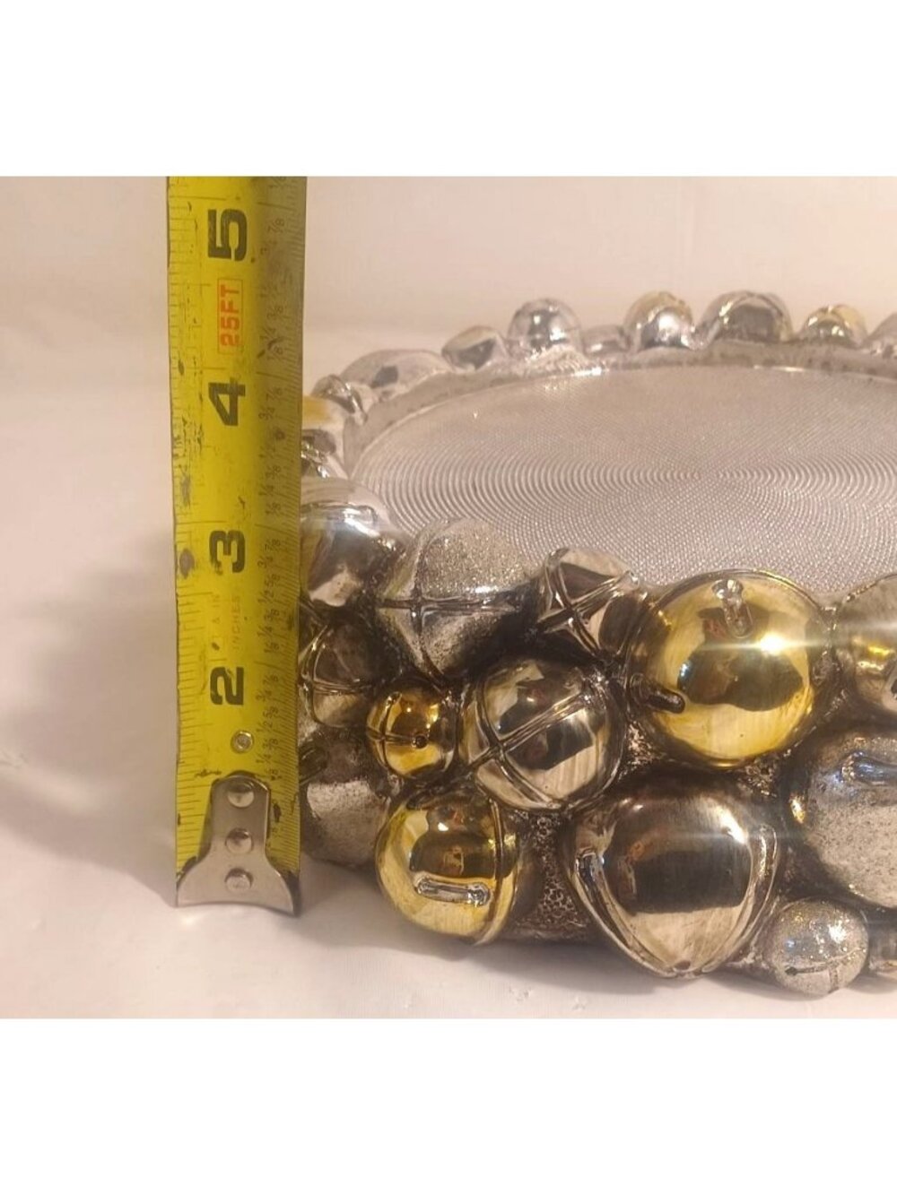 HomeWorx Harry Slatkin Christmas Jingle Bells Silver Gold Pedestal Candle Holder - Picture 8 of 8